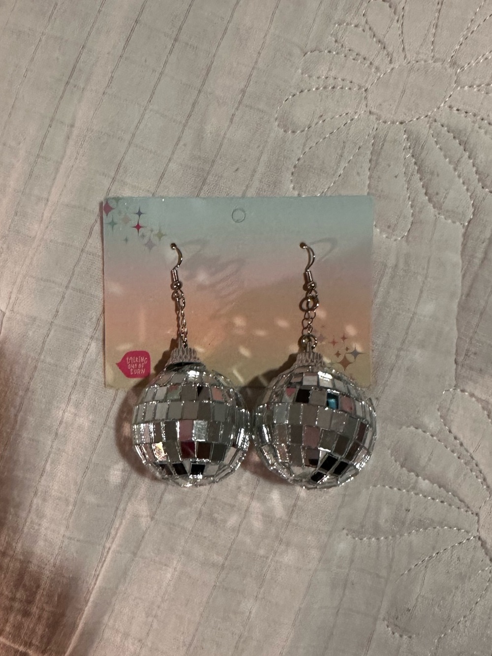 Silver Disco Ball Dangle Earrings